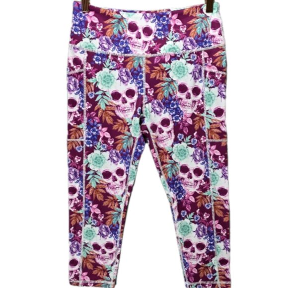 Constantly Varied Gear CVG Sugar Skull Leggings Womens Med Multicolored Pockets - Picture 1 of 11
